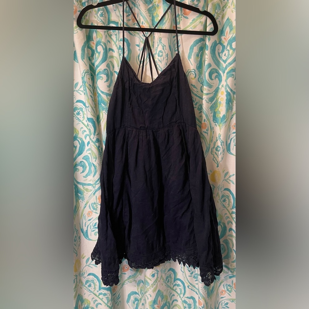 Hollister Strappy Navy Mini Dress - Size Large